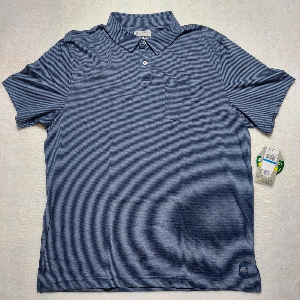 PGA Tour Polo Shirt Mens XL Blue New Striped Short Sleeve Pocket Golf PVKSD021DS